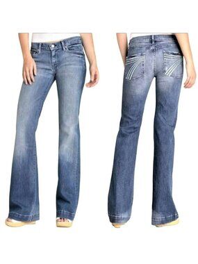 7 For All Mankind Dojo Flare Leg Jeans Womens 25 Blue